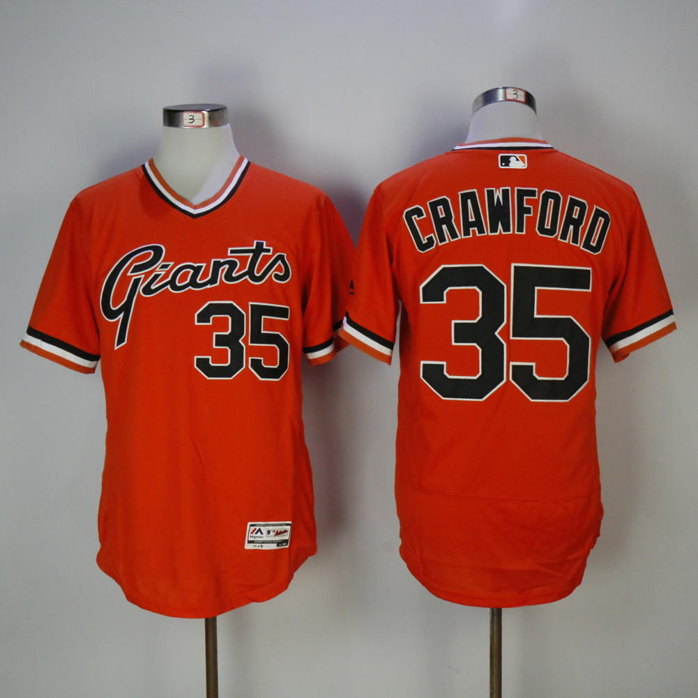 Men San Francisco Giants 35 Crawford Orange Elite MLB Jerseys